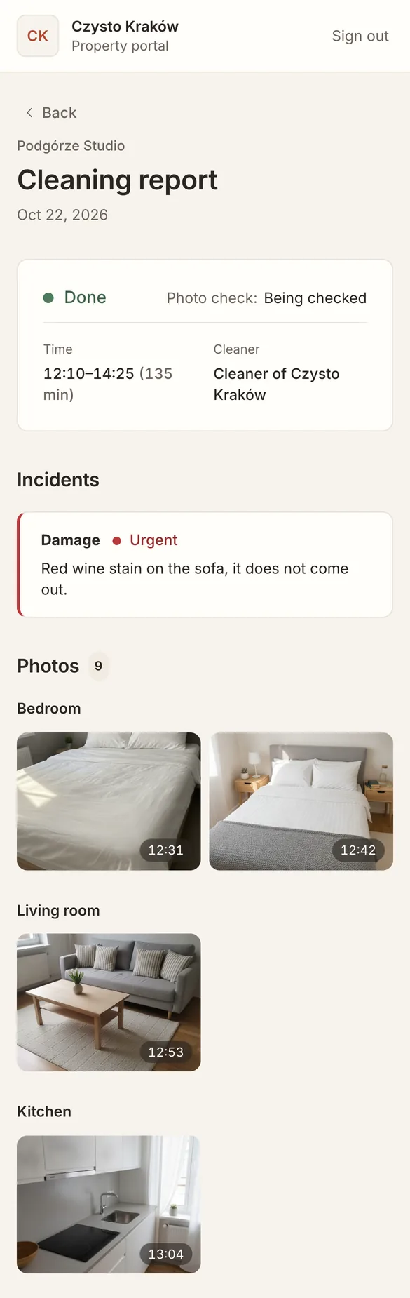 A cleaning report